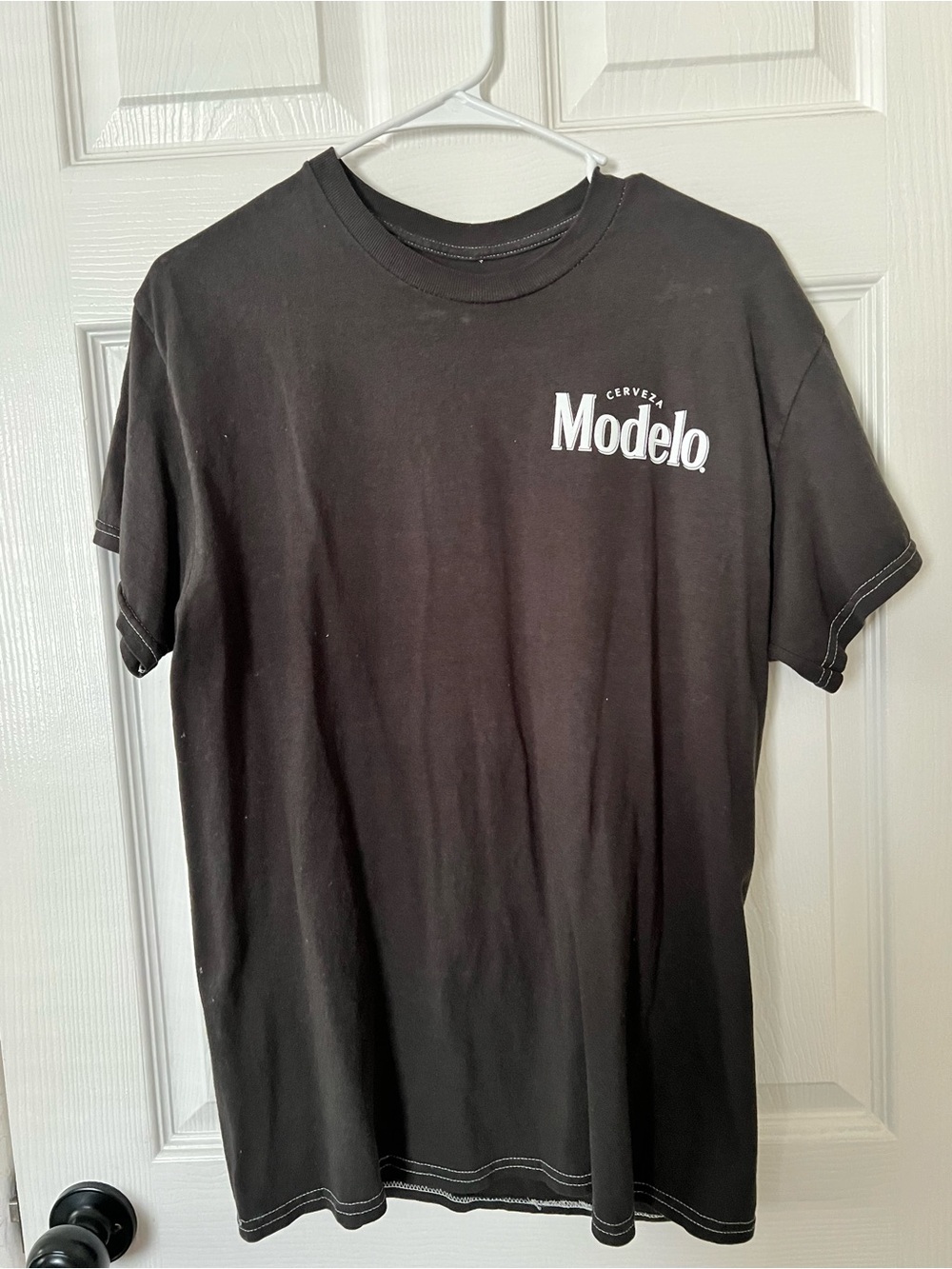 Modelo Black Short Sleeve Logo Tee with White Print